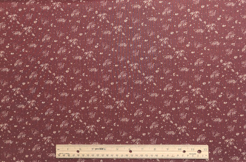Buttermilk Prints RJR Fashion Fabrics - Dark Red Fabric / Cream Flower and Dot Print