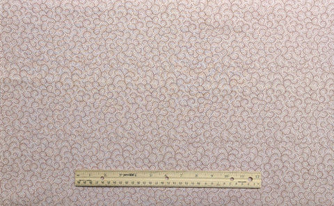 Pink Fabric / Burgundy Dot and Scroll Print - Selvage to Selvage Print