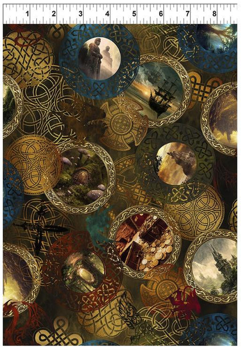 Legendary Journeys 4LJ-1 Emblems - Multi by Jason Yenter for In the Beginning Fabrics