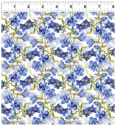 Decoupage 11DC-1 Flowers Blue by Jason Yenter for In the Beginning Fabrics