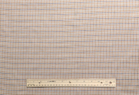 Tan, Gold, Navy Plaid Fabric - Selvage to Selvage Print