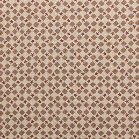 North Pole by Thimbleberries RJR Fashion Fabrics - Light Tan Fabric / Red, Tan Star and Square Print