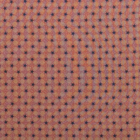 North Pole by Thimbleberries RJR Fashion Fabrics - Antique Gold Fabric, White Dot Background / Blue Star and Square Print