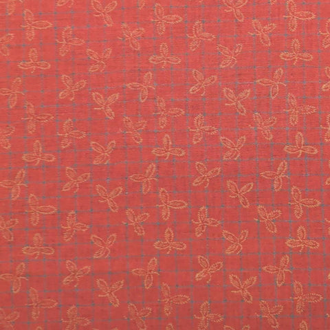 Story Book RJR Fashion Fabrics - Red Fabric / Blue, Tan Tossed Leaf Print