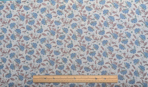 4 Seasons for Quilts by Jinny Beyer for RJR Fashion Fabrics - Pale Blue Tonal Fabric / Blue, Green, Pink Flower, Vine Print
