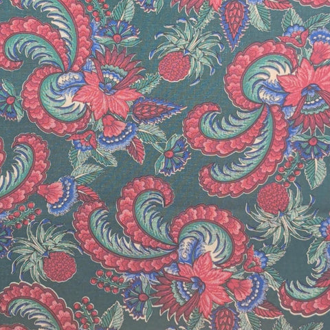 4 Seasons for Quilts by Jinny Beyer for RJR Fashion Fabrics - Green Fabric / Red, Pink, Blue, Green Paisley Print