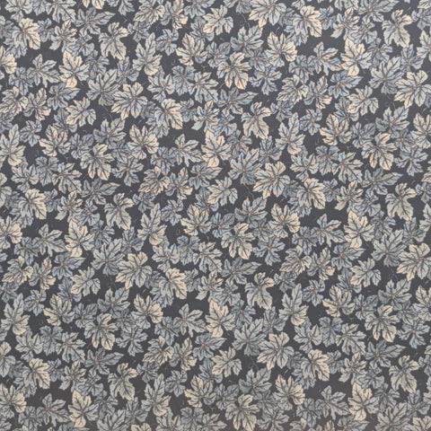 Camelot Hoffman International Fabrics - Black Fabric / Green, Blue, Tan Packed Leaf Print