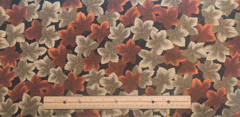 Windsor Collection Hoffman California Fabrics - Black Fabric / Rust, Maroon Packed Leaf Print