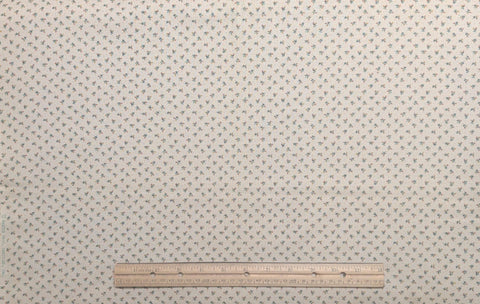 Marcus Bros Textiles - Oatmeal Colored Fabric, Gold Micro Dot / Brown, Yellow, Green, Gold Flower Print