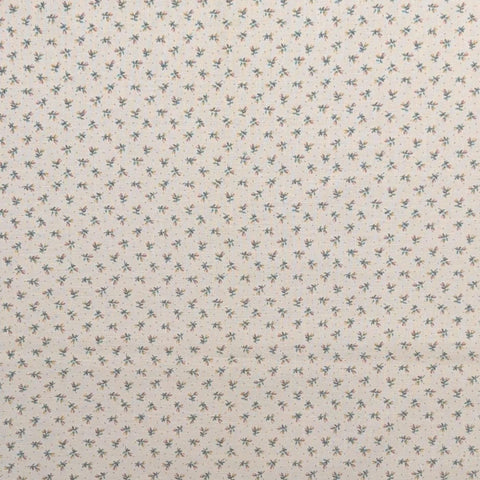 Marcus Bros Textiles - Oatmeal Colored Fabric, Gold Micro Dot / Brown, Yellow, Green, Gold Flower Print