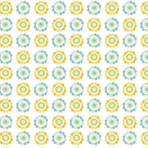 Playhouse Pals Daisy Up Turquoise / Yellow 13209-81 by Jessica Flick for Benartex