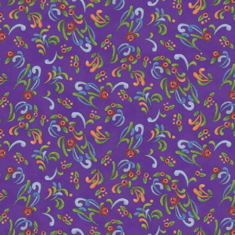 All Hallow's Eve by Jim Shore for Benartex - Rose Scroll Grape 16528-65