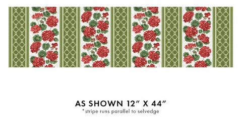 Betty's Geraniums by Jackie Robinson for Benartex - Stripe Green/White 16094-42