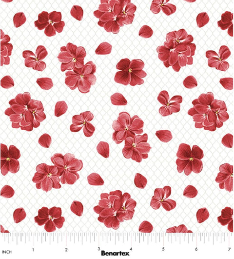 Betty's Geraniums by Jackie Robinson for Benartex - Petals White 16097-09