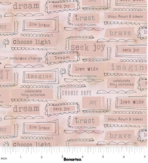 Inspired Heart - Inspirations by Kelly Rae Roberts for Benartex - Peach 13340-27