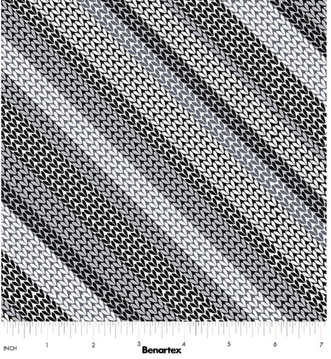 Love Ewe More Collection from Kanvas Studio for Benartex - Knitted Texture Stripe Gray 14387-11