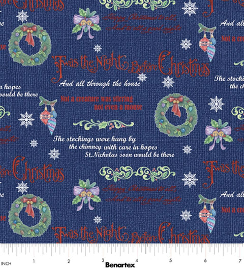 The Night Before Christmas - Christmas Story Navy 16032-56 by Jim Shore for Benartex