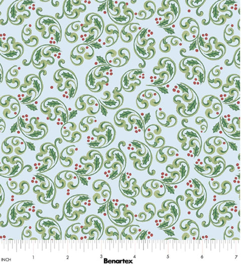 The Night Before Christmas - Berry Scroll Light Blue 16034-05 by Jim Shore for Benartex