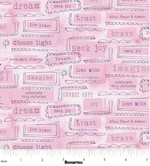 Inspired Heart - Inspirations by Kelly Rae Roberts for Benartex - Rose 13340-21