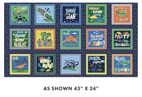 Glow-O-Saurus by Greta Lynn for Kanvas / Benartex - Glow-O-Saurus Boxes  Multi 12976G-99 ~ 24"x43"
