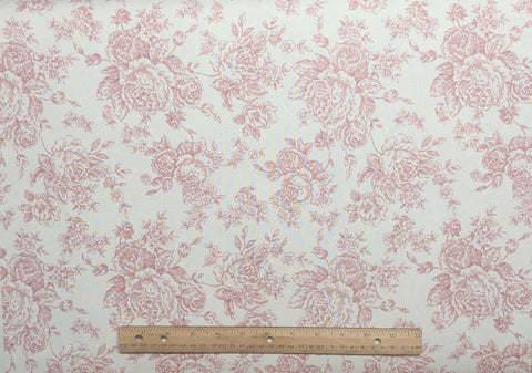 Staples III by Marcia McCloskey - Soft White Vintage Fabric / Red Flower Silhouette Print