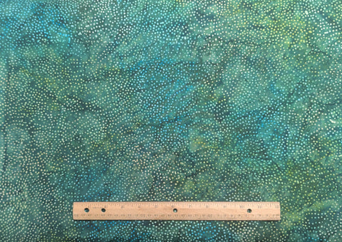BATIK - Dark Green, Blue, Cream Patterned Fabric / Dot Print