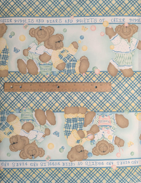 Butterfly Bears-Bumper 1610 Daisy Kingdom Springs Industries - Red Bear Border Stripe Print Fabric