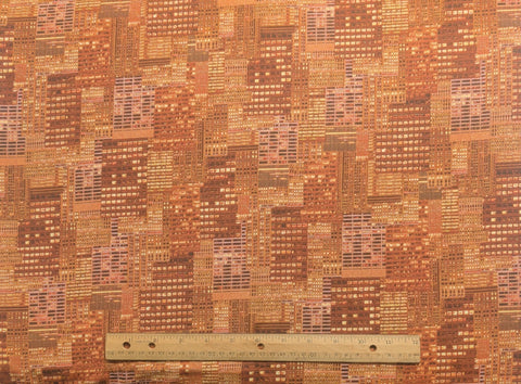 Cityscapes 73805 - Tan, Brown, Rust Packed "Skyscraper" Print Fabric