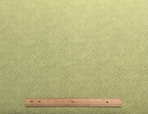 Fabric Traditions 2008 - Bright Green Tonal Tone-on-Tone Packed Flower Silhouette Fabric