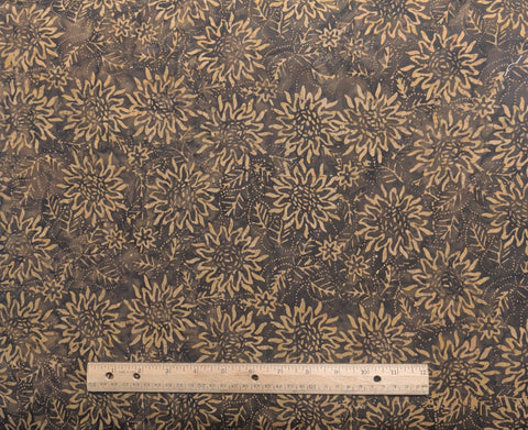 BATIK - Brown Patterned Fabric / Golden Tan Flower Tjap