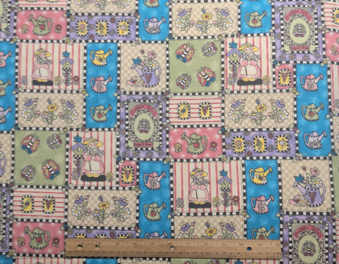 Friendship Garden by The Whole Country Caboodle for General Fabrics Co - Brightly Colored Cartoon Block Print Fabric