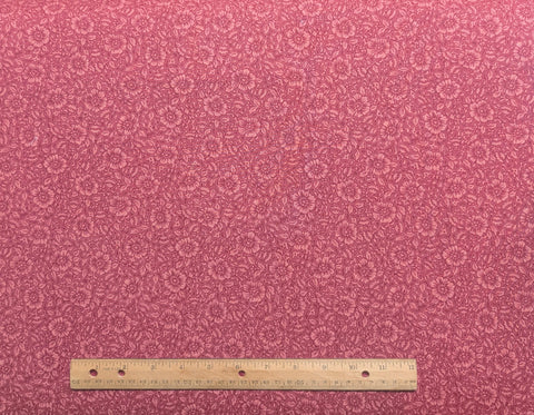 Springs Industries - Red Fabric / Pink Packed Flower, Leaf Print