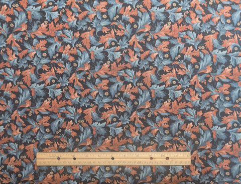 Windsor Collection Hoffman California Fabrics - Black Fabric / Rust, Teal Packed Leaf Print