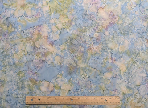 BATIK - Blue, Tan, Green, Purple Patterned Fabric