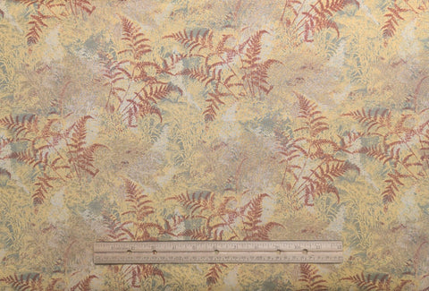 Naturescapes Jennifer Sampou P&B Textiles - Cream, Green, Gold Fabric / Red Fern Print / Gold Metallic Accents