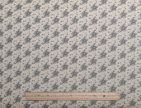 10-Year Anniversary Collection Jinny Beyer for RJR Fashion Fabrics - Tan Fabric / Slate Blue, Tan Paisley, Scroll Print