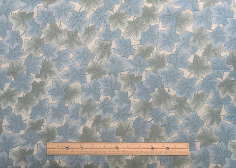 Windsor Collection Hoffman California Fabrics - Pale Blue/Gray Fabric / Blue, Green Packed Leaf Print