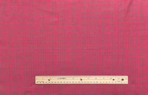 Red Fabric / Green Plaid Print - Selvage to Selvage Print