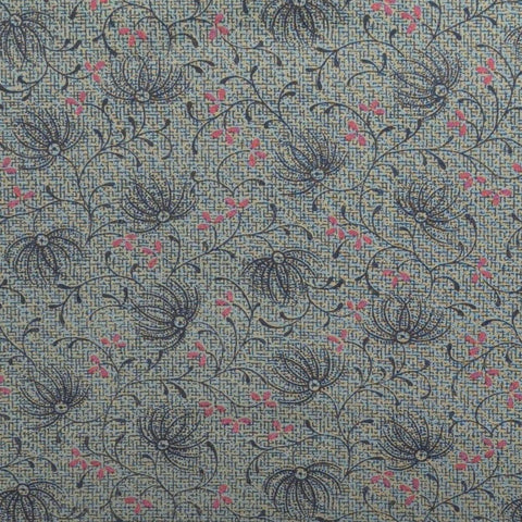 Christmas Valley 1995 by Thimbleberries for RJR Fashion Fabrics - Green, Navy Patterned Fabric / Navy, Red Flower, Vine Print