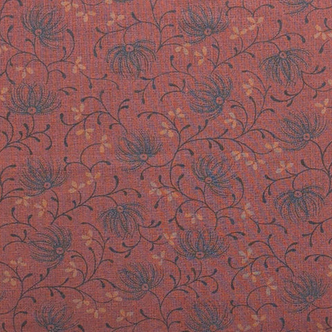 Christmas Valley 1995 by Thimbleberries for RJR Fashion Fabrics - Dark Red, Purple Patterened Fabric / Navy, Tan Flower, Vine Print