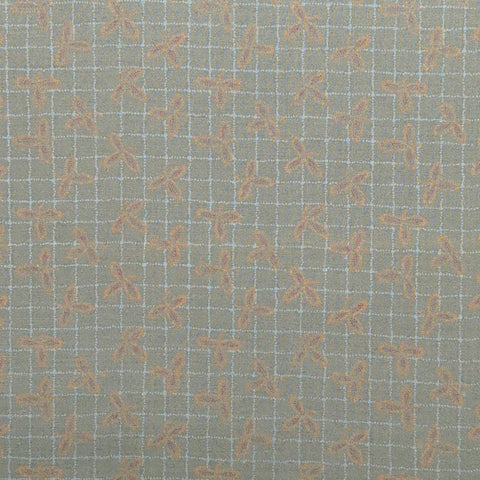 Story Book RJR Fashion Fabrics - Green Fabric / Pale Blue, Gold, Red Tossed Leaf Print