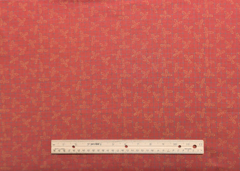 Story Book RJR Fashion Fabrics - Red Fabric / Blue, Tan Tossed Leaf Print