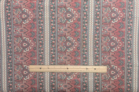 4 Seasons for Quilts by Jinny Beyer for RJR Fashion Fabrics - Red, Brown, Cream, Green Paisley and Flower Border Stripe Fabric