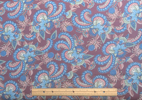 4 Seasons for Quilts by Jinny Beyer for RJR Fashion Fabrics - Plum Fabric / Blue, Green, Pink Paisley Print