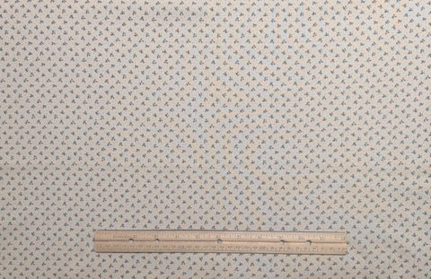 Marcus Bros Textiles - Oatmeal Colored Fabric, Blue Micro Dot / Blue, Green, Red, Orange Flower Print