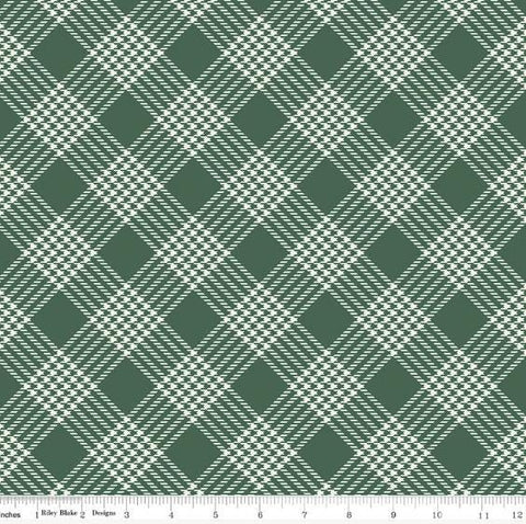 Riley Blake Designs Pattern C14844-Cream Merry Little Christmas By My Mind's Eye 2024 - Cream Fabric / Green Plaid Print