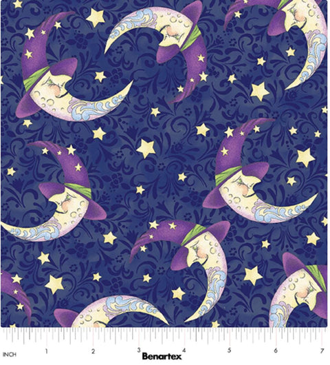 All Hallow's Eve by Jim Shore for Benartex - Halloween Moon Navy 16524-58