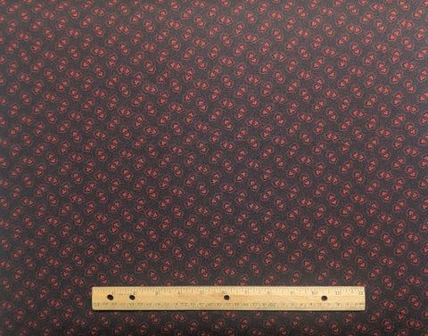 Michael Miller Fabrics C-583 - Black Fabric / Red Flower and Micro Dot Print