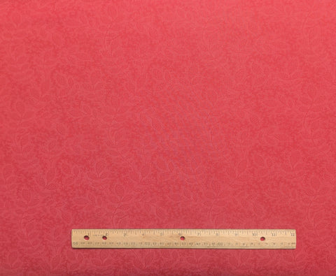 Red Fabric / White Micro Dot Leaf Print - Selvage to Selvage Print