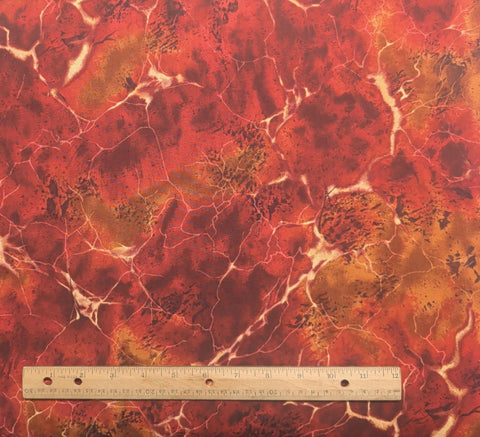 Marble The Alexander Henry Fabrics Collection 1998 - Red, Gold, Cream Patterned Fabric